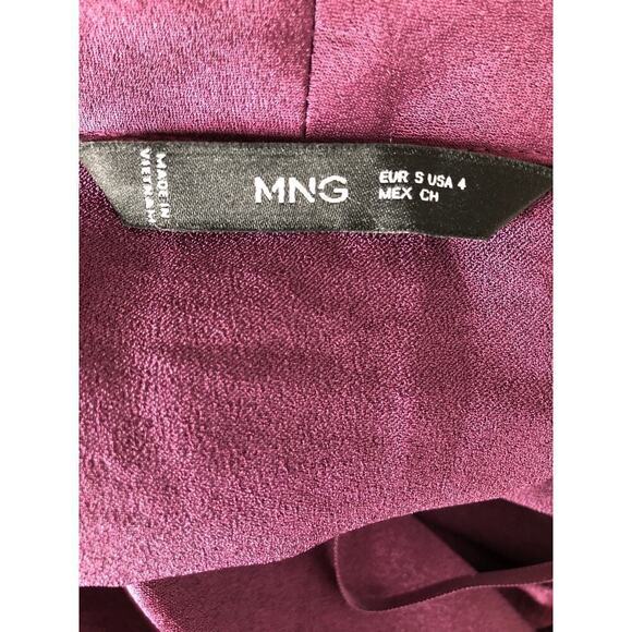 Mango Florence Dress Satin Long Sleeve Buckled Wrap Mini Purple NWT 4 - Picture 9 of 10